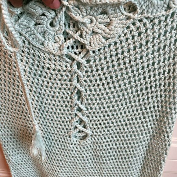 Revolve Tularosa Womens Mini Dress L The Izzy Crochet Mint Green Mermaid Swim - Picture 6 of 10